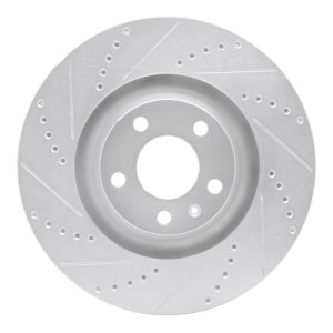 Audi A6 Quattro Brake Rotor (1) - Front Left - R1 Concepts - Drilled & Slotted - Silver - `05-`11